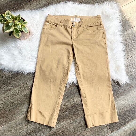 Orage Cropped Pants Yellow Khaki Capris Size 6 - Picture 1 of 10